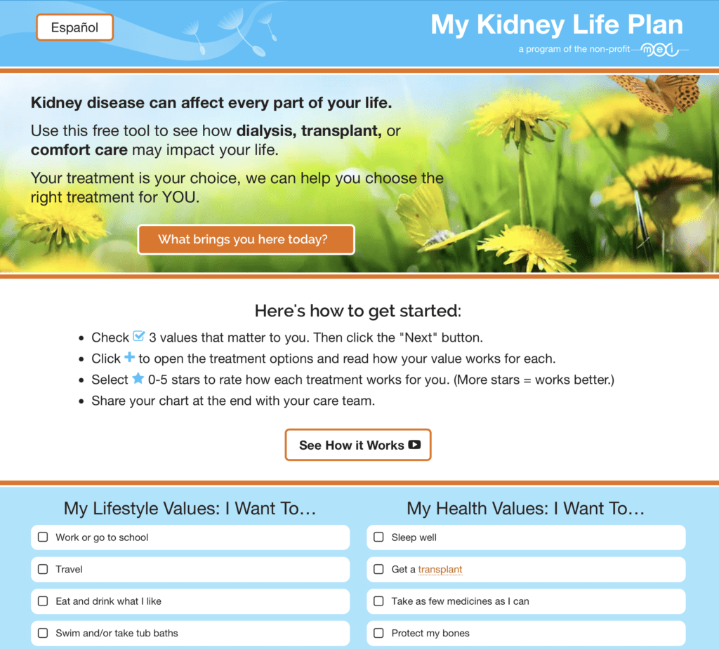 My Kidney Life Plan Website